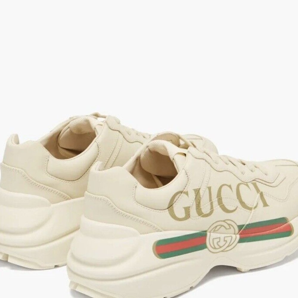 Gucci Men’s Rython Gucci logo leather sneaker size 8.5 Chunky sneakers